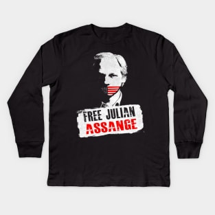 Free Julian Assange Kids Long Sleeve T-Shirt